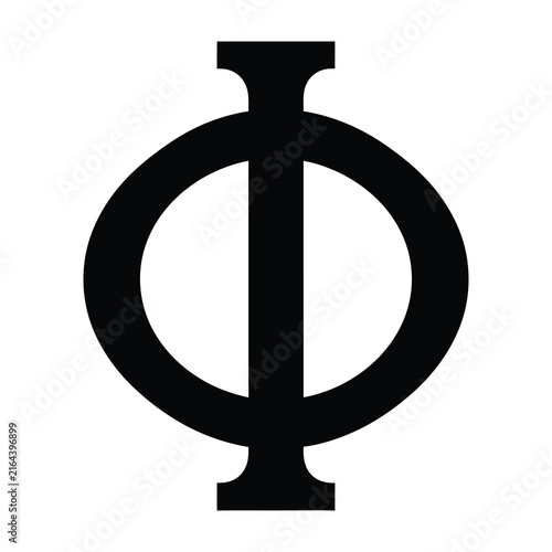 Phi symbol black icon on white background