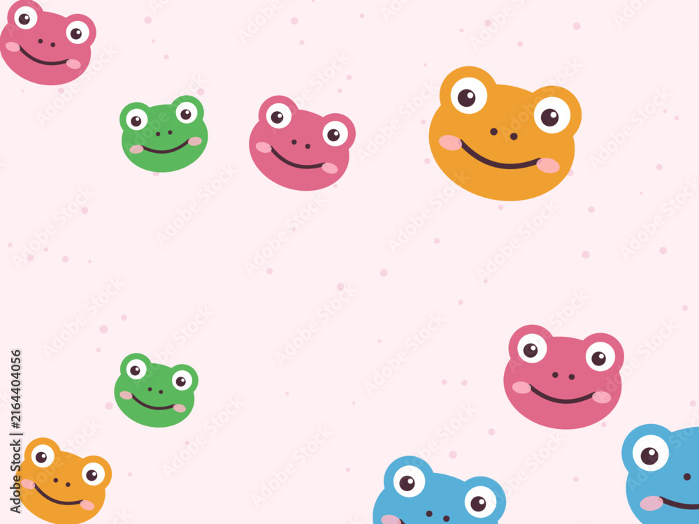 Fototapeta premium Smiling Frog Heads Playful Nursery Design