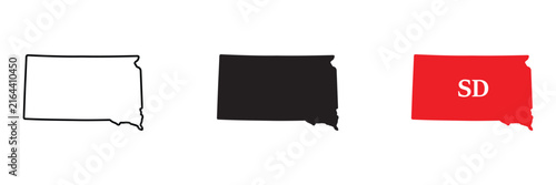 Bild auf Leinwand South dakota state map outline, solid black silhouette, and red shape with sd ab