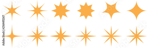 Vector set of sparkle shapes and shining star icons 