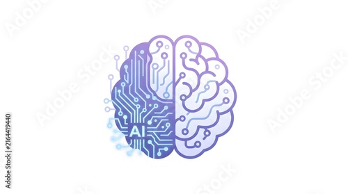 Fototapeta Artificial Intelligence Human Brain Tech Vector Illustration