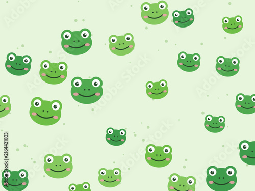Принти на полотні Cute Pond Frogs Whimsical Kids Background