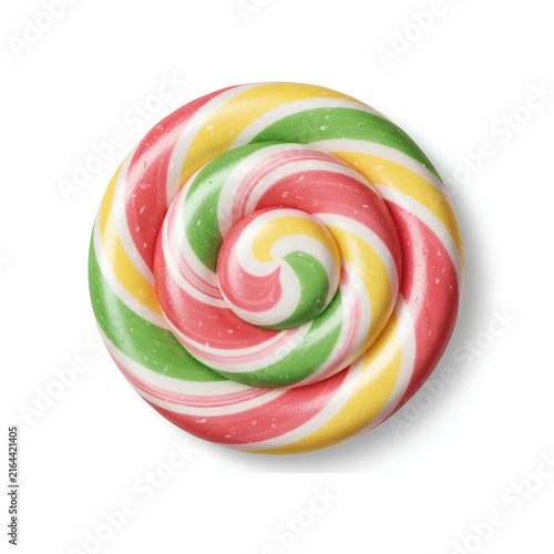 Colorful Swirled Lollipop Candy CloseUp Image.