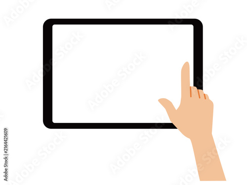 タブレットと操作する手のイラスト素材