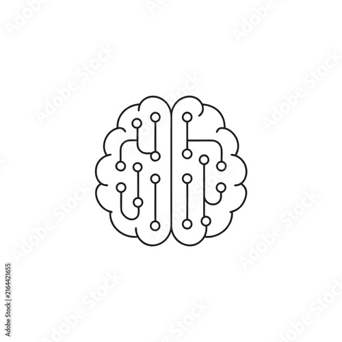 AI Brain Technology Concept with Artificial Intelligence, Neural Network and Digital Innovation Vector Design.