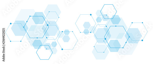 Vector futuristic digital hexagonal line and dot geometric science  pattern network technology abstract background