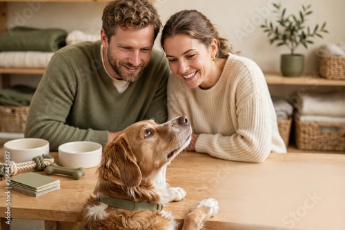 Happy Couple Collaborating at a Rustic Wooden Table