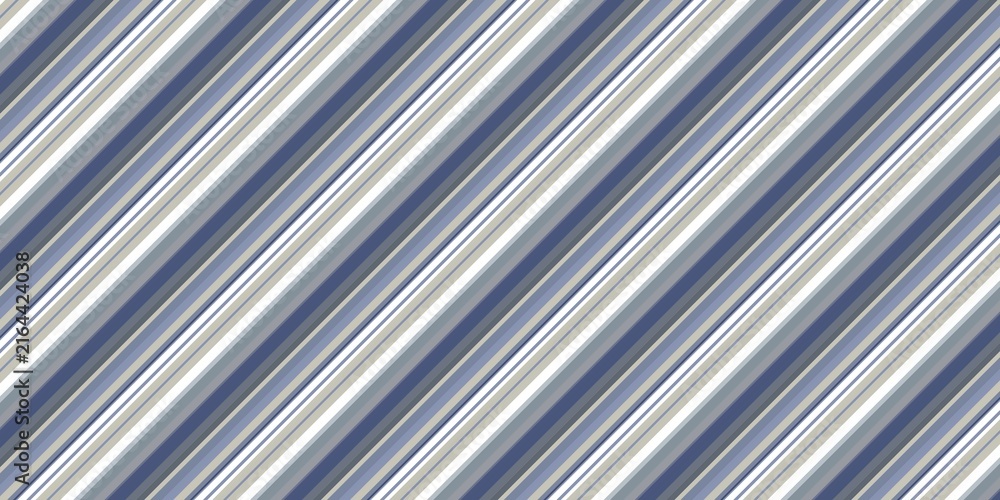 Fototapeta premium diagonal stripe pattern in blue, grey, and white. Repeating textile design.