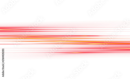 Horizontal Red and Orange Neon Speed Lines With Bright Motion Streak and Energy Glow on Transparent Background