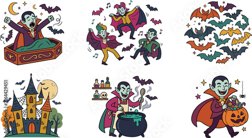 Halloween Vampire Dracula Cartoon Vector Illustration