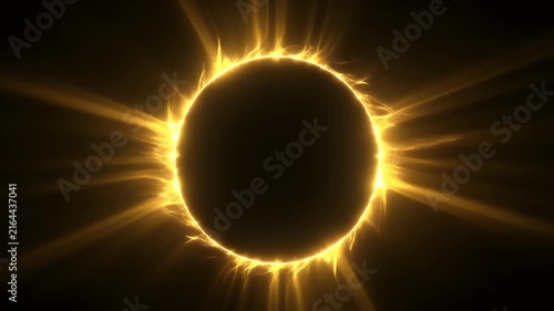 Sun glow sphere with radiant golden aura, black background