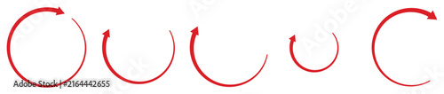 Red Circular Arrow and Partial Ring Stroke Collection Featuring Open Curved Line Symbols in Minimal Monochrome Style for Loading Progress Rotation Refresh and Decorative Graphic Designs
