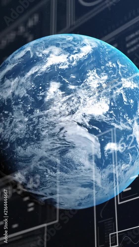 Animation of data processing and diagrams over globe