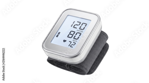 Digital Blood Pressure Monitor: A modern, compact digital blood pressure monitor with a clear LCD display showing systolic and diastolic readings, ready for health tracking.