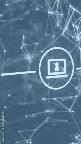 Network connections and data sharing animation over abstract digital background