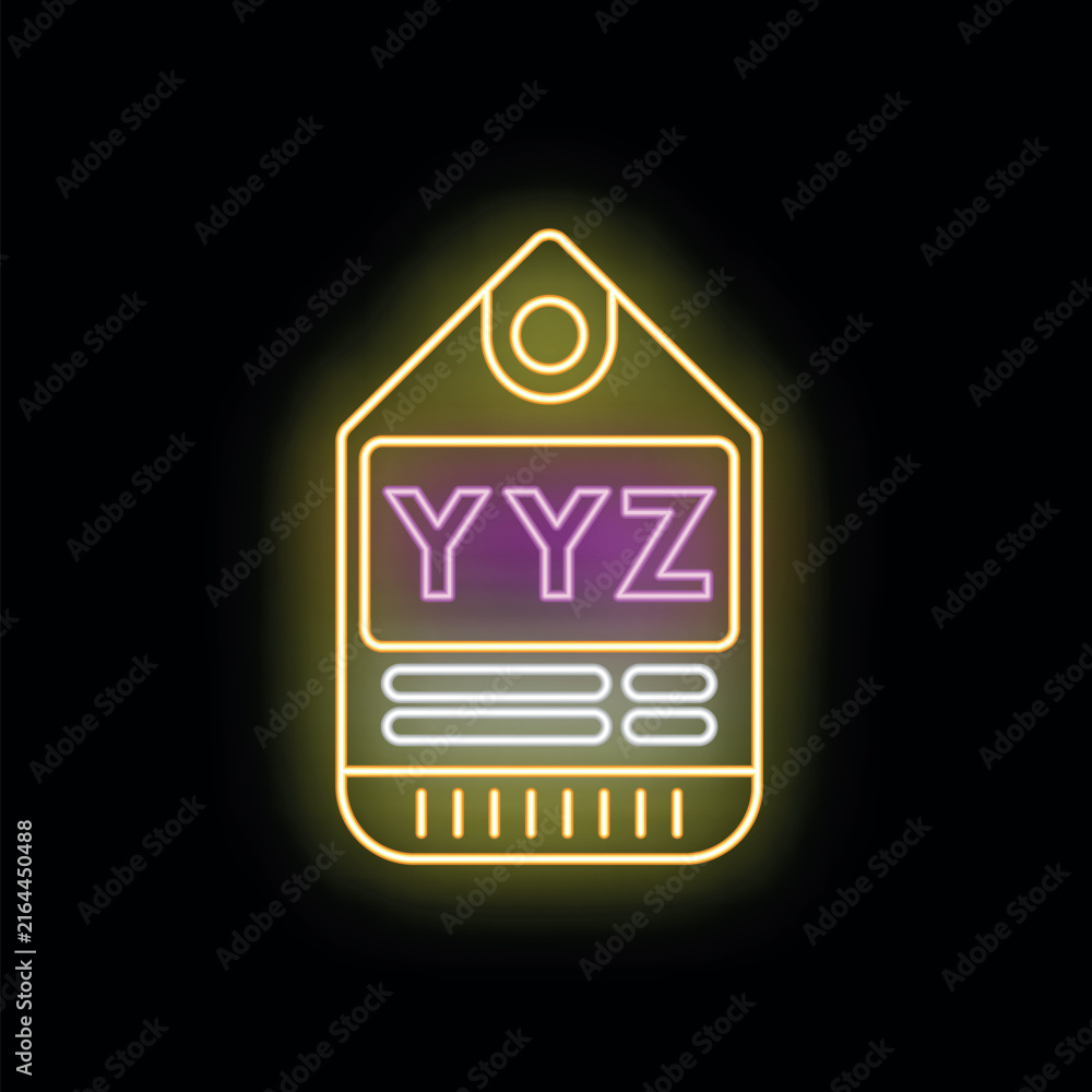 Fototapeta premium Yyz international airport code glowing as a neon luggage tag for travel concept