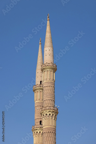 Islamic Al Sahaba Mosque minarets against clear sky in Old Market, Sharm el Sheikh, Egypt