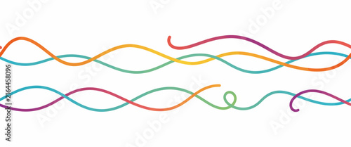 Dynamic flowing lines with colorful gradient textures and organic shapes isolated on white background for creative work.