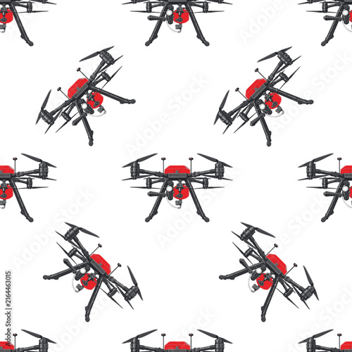 UAV for Firefighting. Fire Wildfire Drone Seamless Pattern. AI