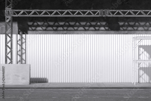 White corrugated wall billboard for mockup template