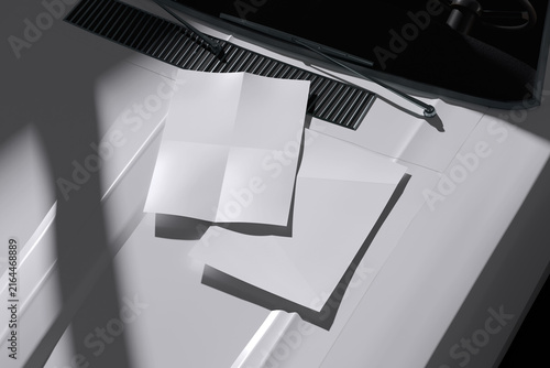 Folded white paper on desk for mockup template