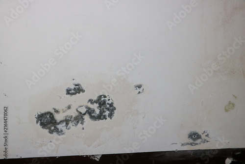 Damaged wall surface showcasing decayed industrial texture with chipped layers of white paint