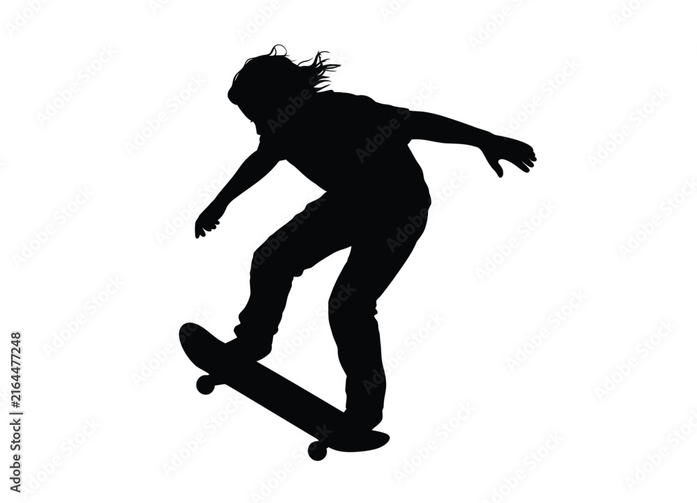 Fototapeta premium Black silhouette of a person performing a breakdance move, dynamic pose dancer