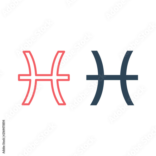 Zodiac sign Pisces vector set illustration.