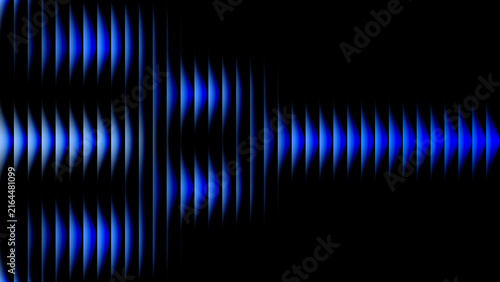 Blue gradient lines converge towards a vanishing point in darkness