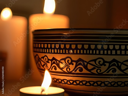 Burning Candles in a Church Creating a Peaceful Spiritual Atmosphere with Warm Candlelight and Traditional Religious Interior Background
