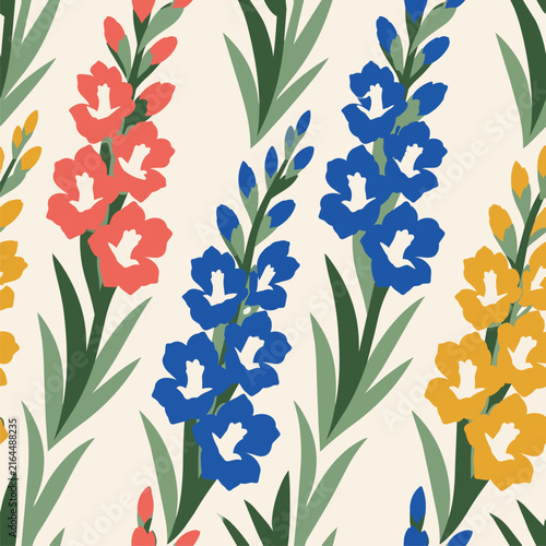 Geometric Bromeliad Inspired Floral Seamless Pattern Source