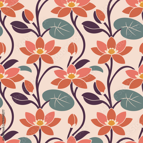 Geometric Lotus Inspired Floral Seamless Pattern Source