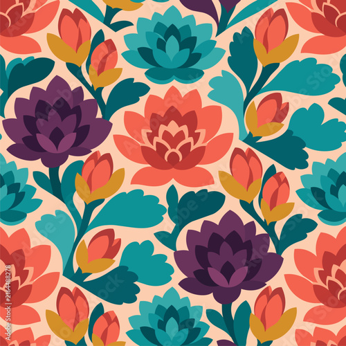 Geometric Kalanchoe Floral Seamless Pattern Source