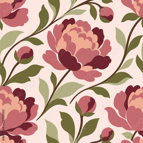 Romantic Peony Floral Repeat Pattern