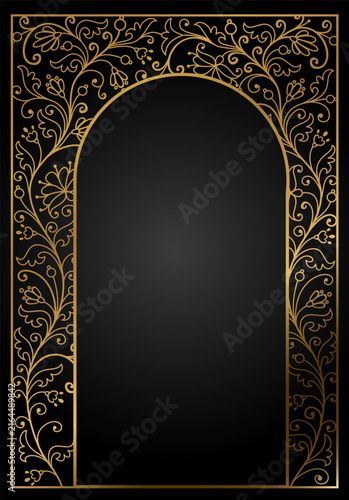 Oval arch with plant motifs and flowers