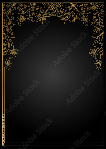 Oval arch with plant motifs and flowers