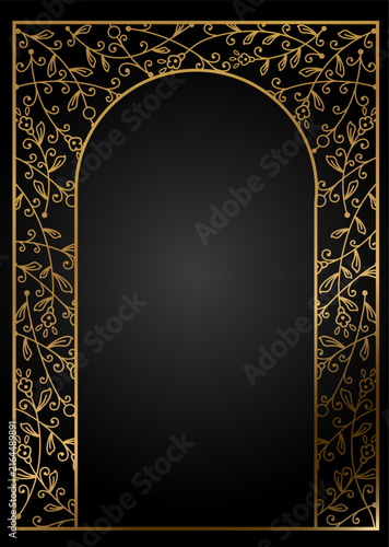 Oval arch with plant motifs and flowers