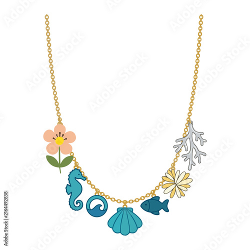 Statement coastal necklace. Luxury fashion accessory. Isolated on a transparent background.