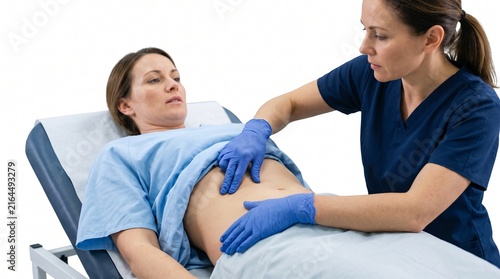 Adult Patient Undergoing Right Upper Quadrant Examination for Acute Cholecystitis