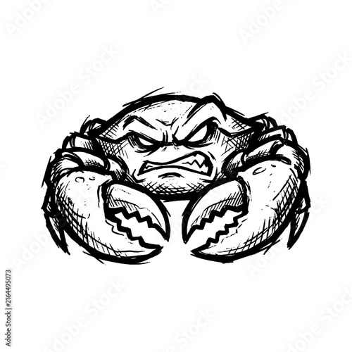 Aggressive Punk Crab with Oversized Claws, Graffiti Grunge Street Art