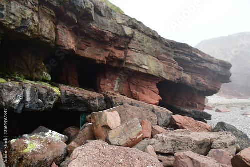 Rock formations in the cliffs, Dunmore East Cliff Walk, Co. Wexford, Ireland
