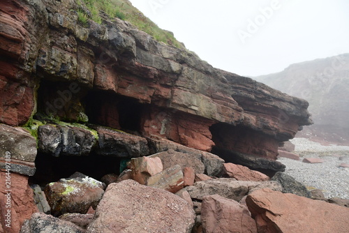 Rock formations in the cliffs, Dunmore East Cliff Walk, Co. Wexford, Ireland