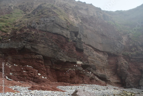 Heart shape stones on the cliffs, Dunmore East Cliff Walk, Co. Wexford, Ireland