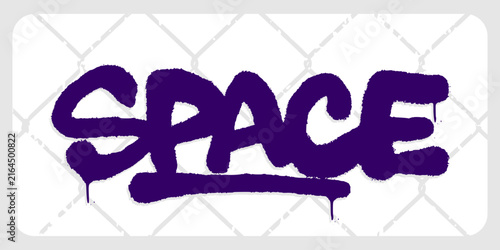 Space text graffiti tag wordmark clip art. Cosmic futuristic font lettering design isolated on background for sci-fi streetwear, electronic music artwork, and poster layout.