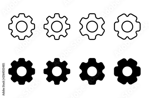 Setting icon symbol for apps and websites. Cog sign and symbol. Gear Sign