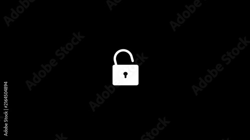 Open padlock icon animation symbolizing cybersecurity access, unlocked security, privacy protection, authentication, digital safety, authorization, and information technology