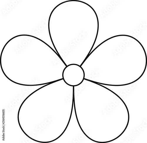 Simple floral line drawing of a five petal flower