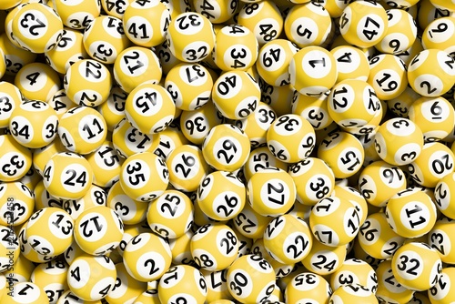 Photography Lottery balls with numbers 1 to 50 background
