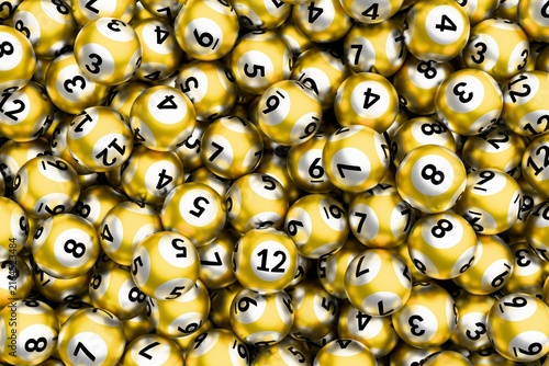 Obraz na płótnie Golden lottery balls with numbers 1 to 12 background