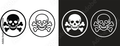 Bild auf Leinwand Skull and crossbones icon set, toxic danger symbol, poison hazard and warning si